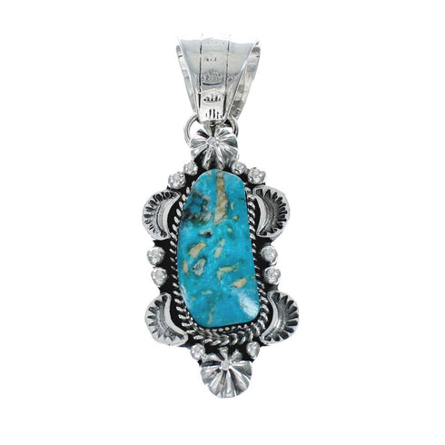Turquoise Authentic Sterling Silver Navajo Pendant NX11675
